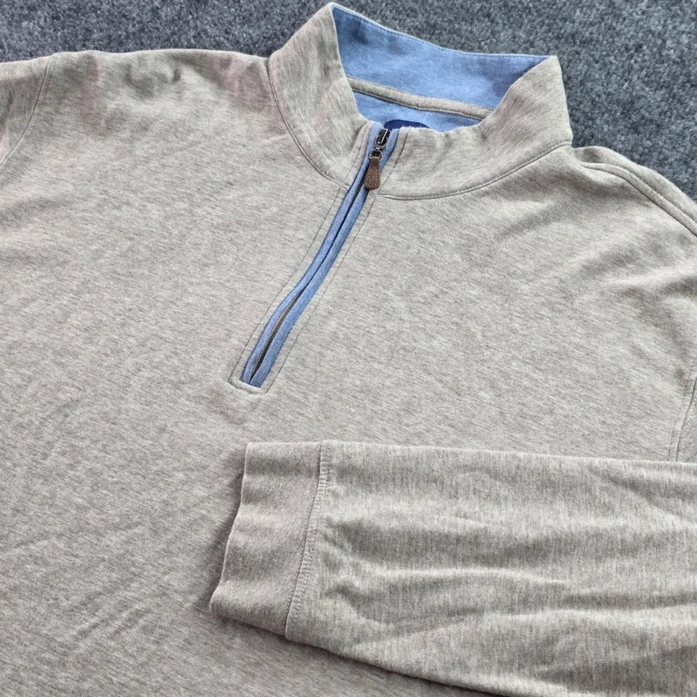 johnnie-O Quarter Zip Pullover Sweater XL Tan Beige‎ Lyocell Blend Mens Golf Top